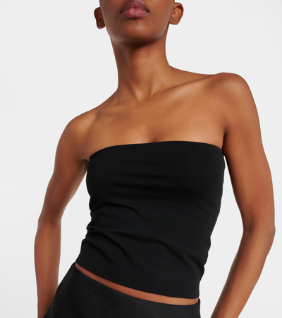 Shop Brunello Cucinelli Cotton-blend Tube Top In Nero