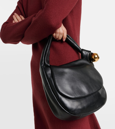 Shop Jil Sander Sphere Medium Leather Shoulder Bag In Black