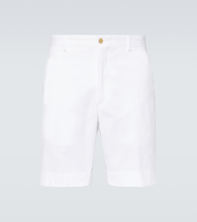 Shop Ralph Lauren Purple Label Cotton-blend Shorts In Optic White