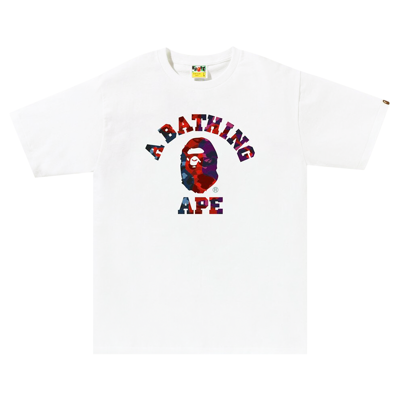 Pre-owned Bape Color Camo Crazy College Tee 'white'