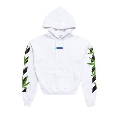 Pre-owned Off-white Weed Arrows Over Hoodie 'white/green'