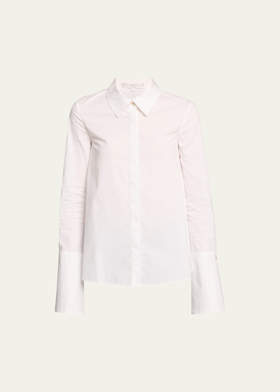 Shop Caroline Constas Verena Stretch Cotton Button-front Top In White