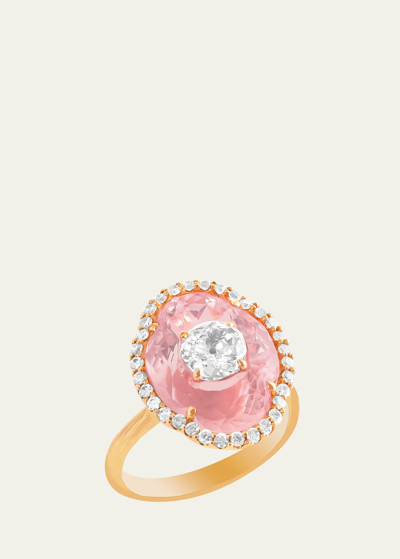 Shop Boghossian Rose Gold Inlay Morganite Ring With Diamonds