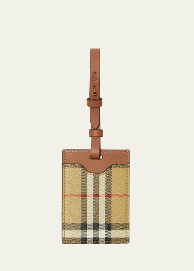 Shop Burberry Check Luggage Tag In Archive Beige