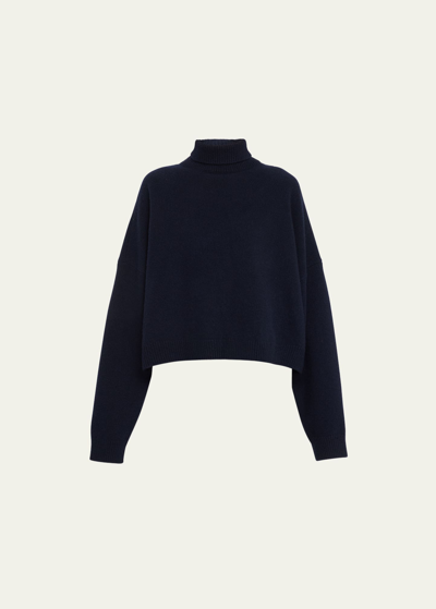Shop The Row Ezio Turtleneck Wool Cashmere Sweater In Dark Navy