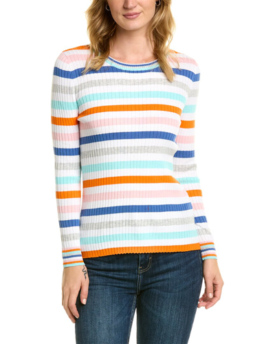 Shop Edinburgh Knitwear Stripe Rib Sweater In White