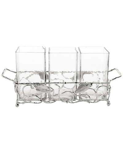 Shop Alice Pazkus Silver Leaf Cutlery Holder With Hammered Glass Inserts