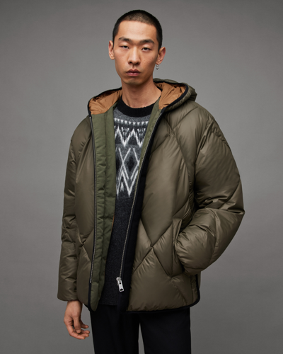 Shop Allsaints Pegasis Quilted Relaxed Fit Puffer Coat In Khaki/marsh Olive