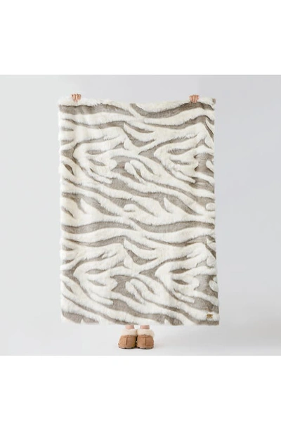 Shop Ugg Shayla Faux Fur Throw Blanket In Snow / Clam Shell