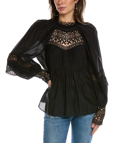 Shop Ungaro Dahlia Silk-blend Embroidered Blouse In Black