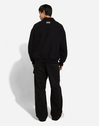 Dolce & Gabbana Logo-plaque Zip-up Bomber Jacket In Blue