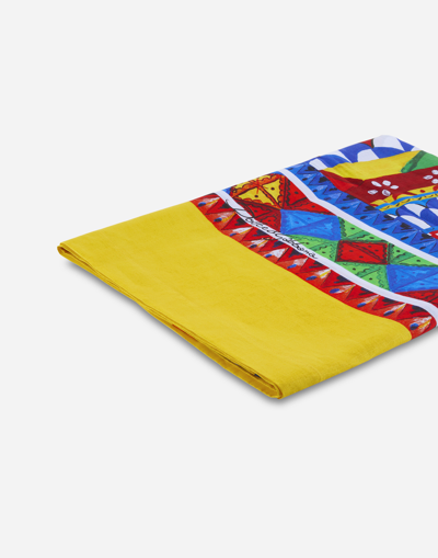 Dolce & Gabbana Four-seater Printed Linen Tablecloth In Multicolor