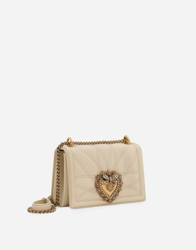 Dolce & Gabbana Medium Devotion Leather Shoulder Bag In White