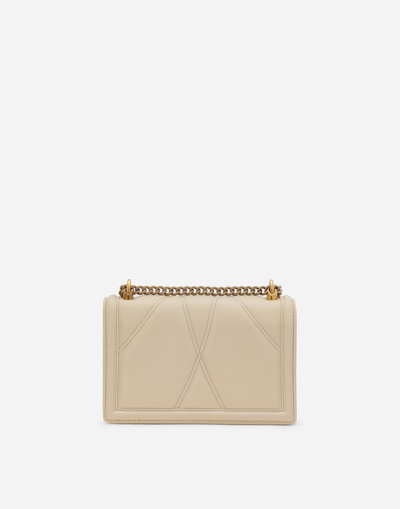 Dolce & Gabbana Medium Devotion Leather Shoulder Bag In White