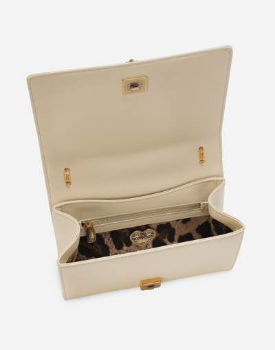 Dolce & Gabbana Medium Devotion Leather Shoulder Bag In White