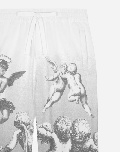 Shop Dolce & Gabbana Dolce&gabbana Blanco Cotton Jogging Pants With Angel Print In White