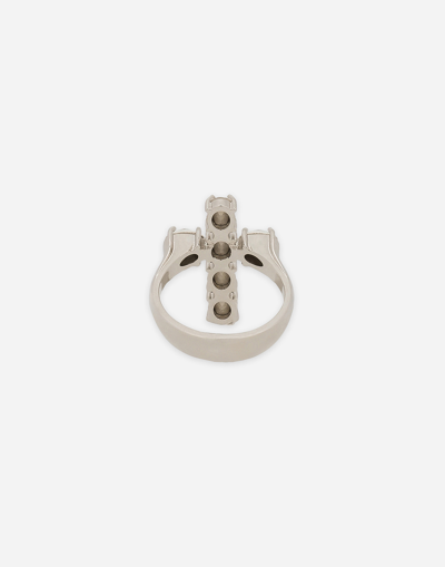 Dolce & Gabbana Ring With Rhinestone-detailed Cross In Crystal