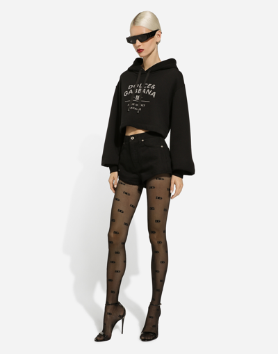 Dolce & Gabbana Logo-print Cotton-blend Hoodie In Black
