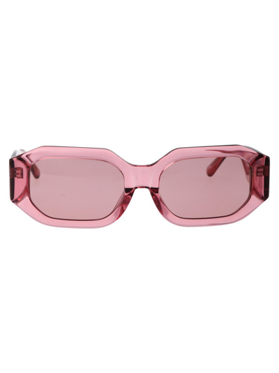 Shop Linda Farrow X The Attico Rectangular Frame Sunglasses In Pink