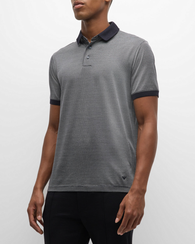 Shop Emporio Armani Men's Micro-printed Jersey Polo Shirt In Multi
