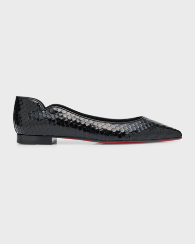 Shop Christian Louboutin Hot Chickita Birdy Red Sole Ballerina Flats In Black