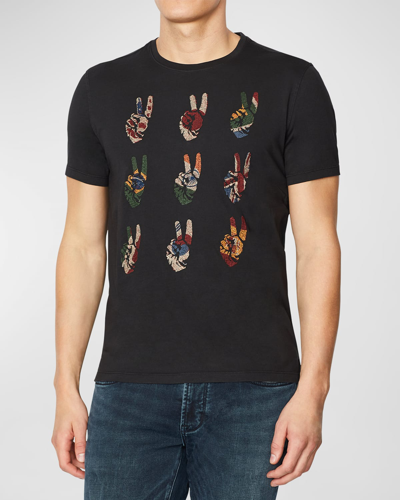 Shop John Varvatos Men's Multi Peace Hand T-shirt In Black