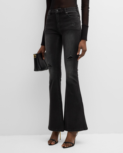 Shop Ser.o.ya Demi Mid-rise Flare Jeans In Midnight Terry
