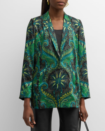 Shop Kobi Halperin Claire Notched-lapel Paisley-print Twill Jacket In Ivy Multi
