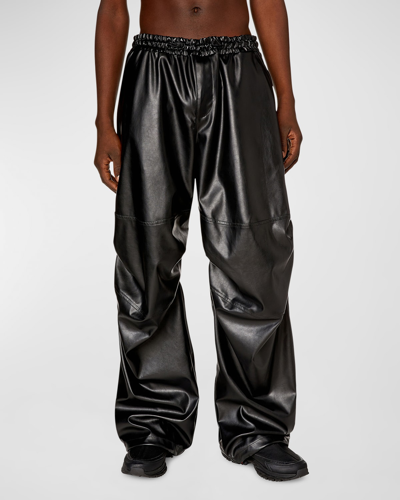 Shop Diesel Men's P Marty Lth Faux-leather Combat Pants In Deep Black