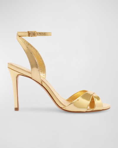 Shop Schutz Hilda Metallic Crisscross Sandals In Gold