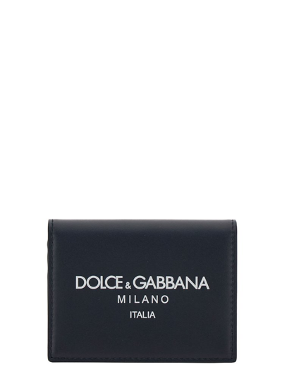 Shop Dolce & Gabbana Logo Printed Foldover Top Wallet In Black