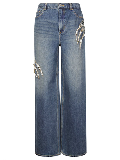 Shop Area Claw Cut High Waist Wide Leg Jeans In Blue