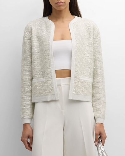 Shop Kobi Halperin Penelope Open-front Sequin Sweater In Ivory