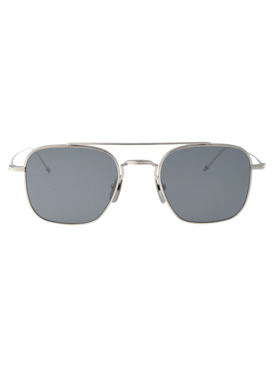 Shop Thom Browne Eyewear Squared Frame Sunglasses In Silver