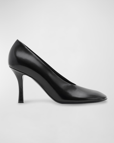 Shop Burberry Baby Leather Stiletto Pumps In Black