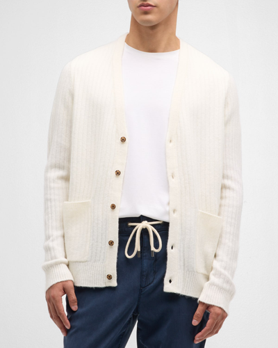 Shop Paige Men's Harpoon Ribbed Cardigan In Morn Tide