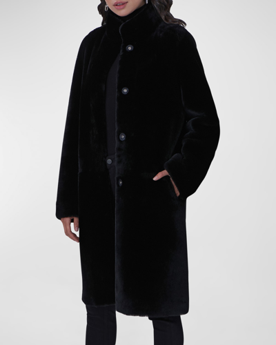 Shop Gorski Reversible Shearling Lamb Short Coat In Black