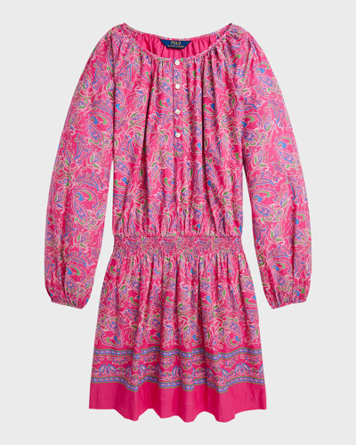 Shop Ralph Lauren Girl's Paisley Cotton Batiste Dress In Deco Paisley