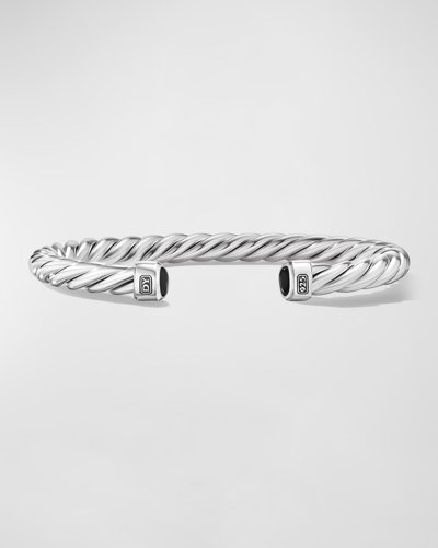 Shop David Yurman Men's Cable Cuff Bracelet In Silver, 6mm In Black Onyx