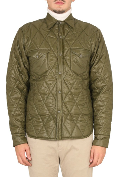 Shop Aspesi Quilted Buttoned Jacket In Green