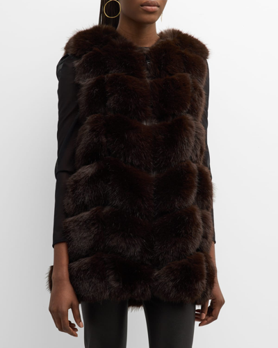 Shop Kelli Kouri Lush Angled Faux Fur Vest In Chocolate