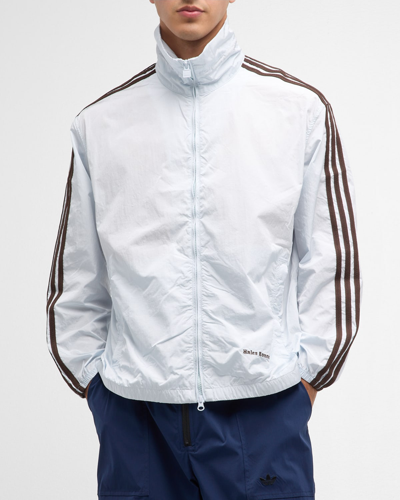 Shop Adidas Originals X Wales Bonner Men's Logo Stripe Track Jacket In Blutin