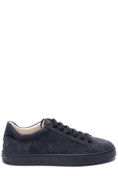 Shop Tod's Logo Printed Round Toe Sneakers In Navy