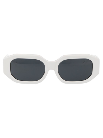 Shop Attico Linda Farrow X The  Blake Geometric Frame Sunglasses In White