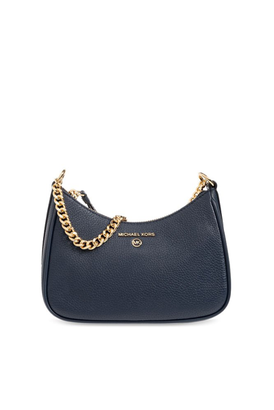 Shop Michael Michael Kors Jet Set Chained Small Shoulder Bag In Navy