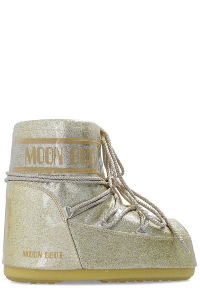 Shop Moon Boot Icon Low Glitter Lace In Gold