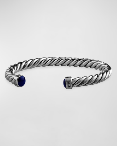 Shop David Yurman Men's 6mm Cable Classic Cuff Bracelet In Lapis