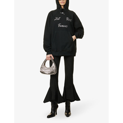 Shop Avavav Women's Black Hot Rich Rhinestone-embellished Cotton Hoody