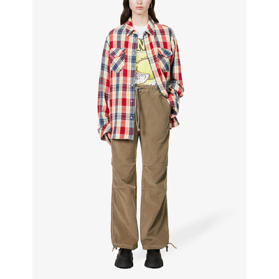 Shop Ganni Women's Fallen Rock Corduroy Straight-leg High-rise Stretch Organic-cotton Trousers