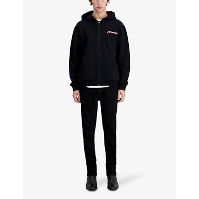 The Kooples Mens Black Logo-print Zip-up Cotton Hoody In Black